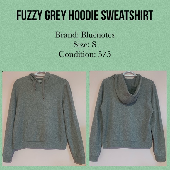 Fuzzy grey hoodie sweatshirt - Picture 1 of 1